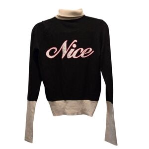 Vintage Y2K Playlife Sweater M European Knit Crown Nice Contrast Italian Black